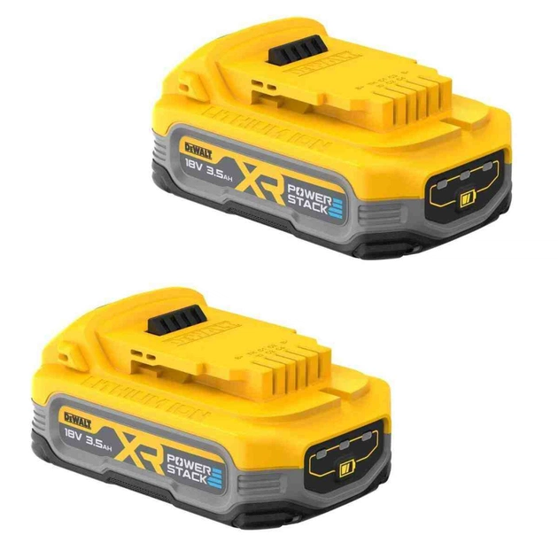 Аккумулятор к электроинструменту DeWALT 18V XR Li-lon PowerStack 3.5Ah, 2 шт., вес 1.1 кг (DCBP318S2) - изображение 1