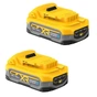 Акумулятор до електроінструменту DeWALT 18V XR Li-lon PowerStack 3.5Ah, 2 шт., вага 1.1 кг (DCBP318S2) - зменшене зображення 1