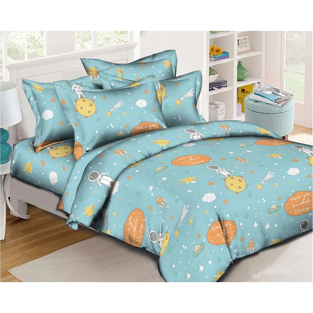 Постільна білизна MirSon Бязь 17-0426-1 Little astronaut 2х143х210 (2200004092201) - изображение 1