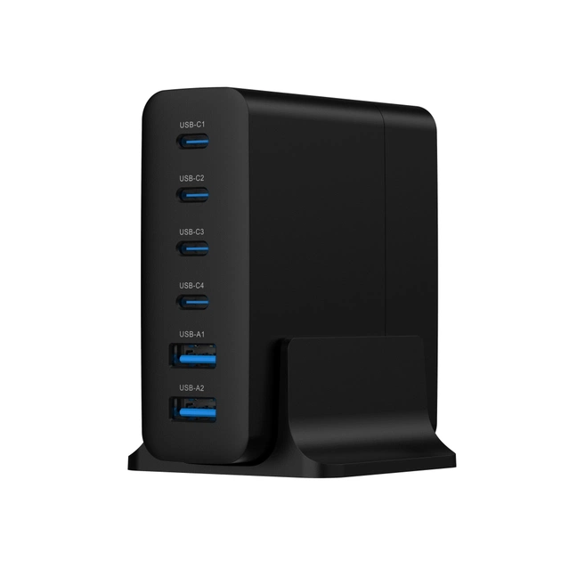 Зарядное устройство Gembird 4xUSB-C PD25W + 2xUSB QC3.0 18W black (TA-UC-2A4C-PD75-01-BK) - изображение 1