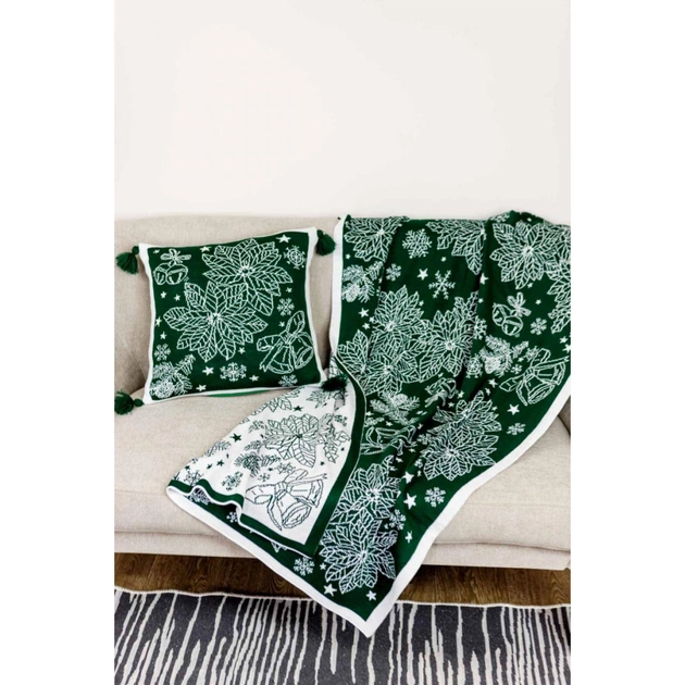 Наволочка Прованс декоративна в'язана Різдвяник зелений 45х45 (030170) - picture 3