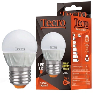 Лампа светодиодная Tecro 5W E27 3000K (PRO-G45-5W-3K-E27) изображение 1