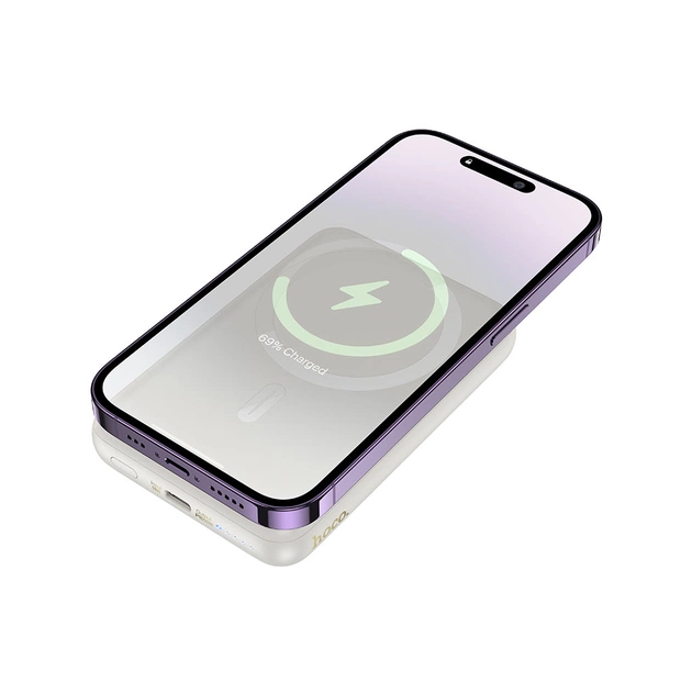 Батарея універсальна HOCO 10000mAh Grace PD/20W Magnetic White (J141 / 714985) - зображення 5