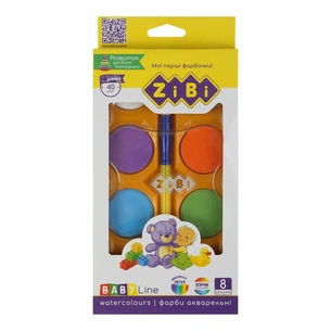 Акварельні фарби ZiBi BABY Line JUMBO водорозчинні 12 кольорів, з пензлем (ZB.6580) зображення 1