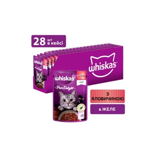 Вологий корм для кішок Whiskas Pure Delight з яловичиною в желе 85 г (5900951263194) зображення 1