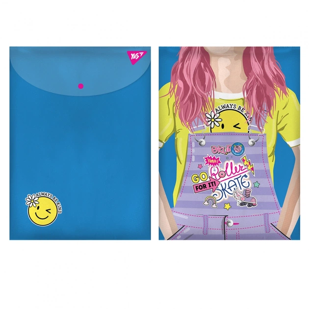 Папка - конверт Yes на кнопке А4 Smiley Girl (491882) - изображение 1