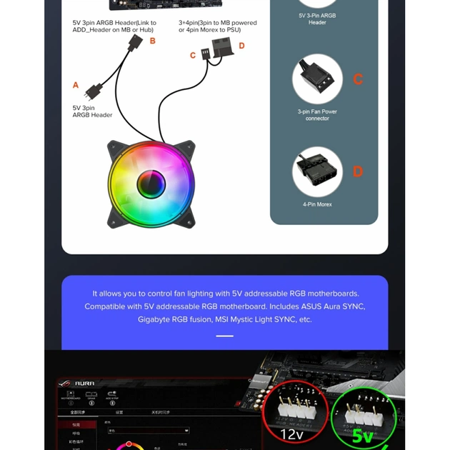 Кулер до корпусу Gamemax FN-12Rainbow-Q-Infinity - picture 12