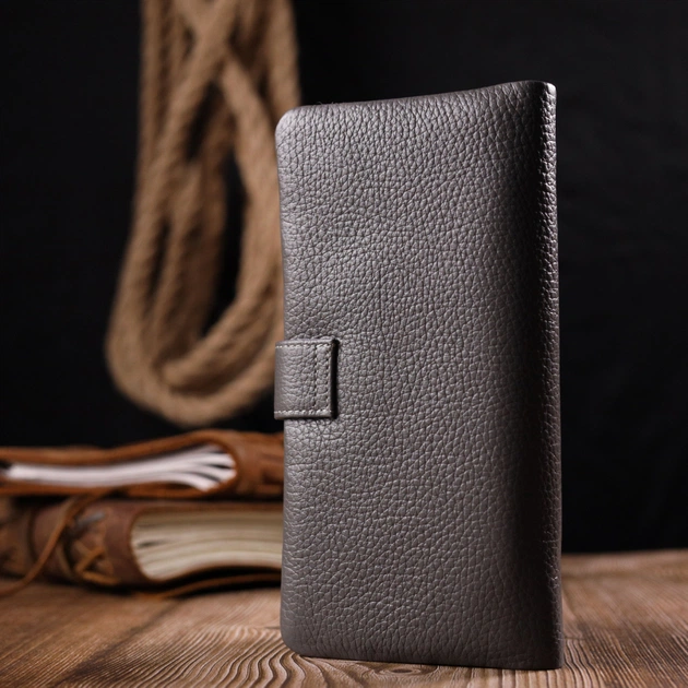 Портмоне Karya Из натуральной кожи Серое (20999) - изображение 11