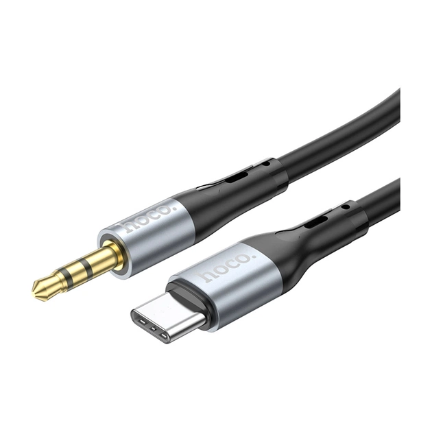 Кабель мультимедійний USB-C to 3.5mm M 1.0m silicone black HOCO (6931474769497) - зображення 1