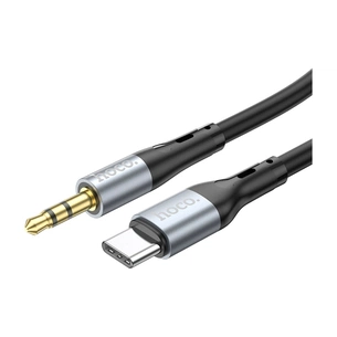 Кабель мультимедійний USB-C to 3.5mm M 1.0m silicone black HOCO (6931474769497) зображення 1