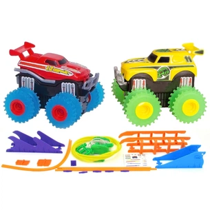 Машина Trix Trux набір 2 машинки з трасою червона та жовта (JLT-AS332RY) зображення 1