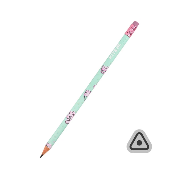 Олівець графітний Kite Feel Good тригранний, з гумкою, НВ (K25-046-2) - picture 1