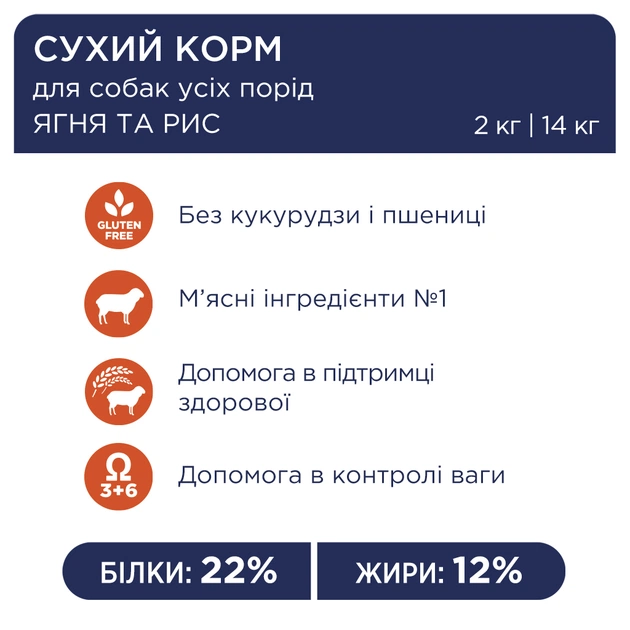 Сухий корм для собак Club 4 Paws Преміум. Ягня і рис 14 кг (4820083909573) - picture 4