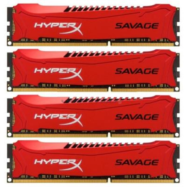 Модуль пам'яті для комп'ютера DDR3 32GB (4x8GB) 2400 MHz Savage Red Kingston Fury (ex.HyperX) (HX324C11SRK4/32) - зображення 1