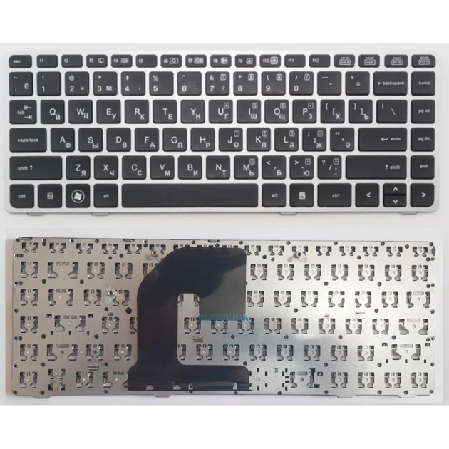 Клавіатура ноутбука HP EliteBook 8460P чорна зі сріблястою рамкою (A46050) - изображение 1