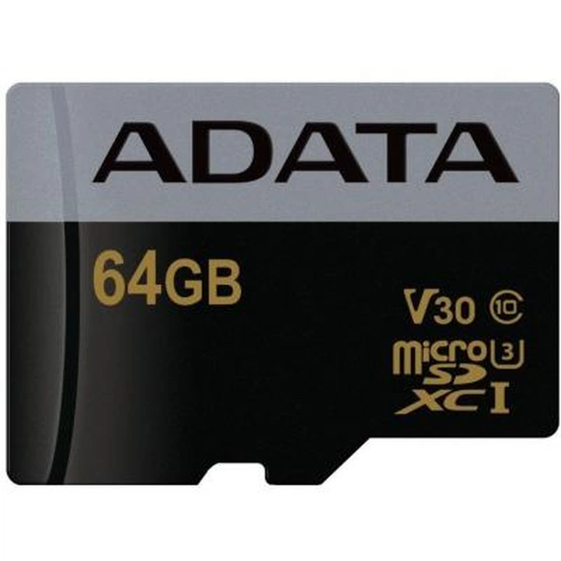 Карта пам'яті ADATA 64GB microSD class 10 UHS-I U3 V30 Premier Pro (AUSDX64GUI3V30G-R) - изображение 1
