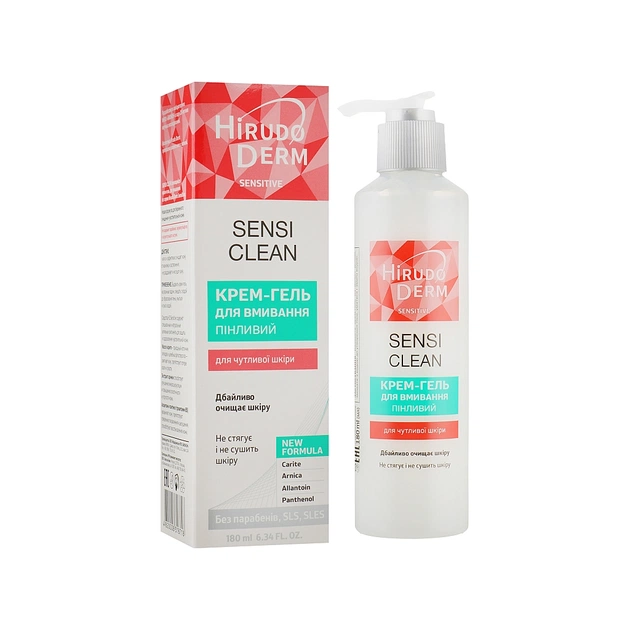 Крем для вмивання Біокон Hirudo Derm Sensitive Sensi Clean Пінливий для чутливої шкіри 180 мл (4820008318718) - изображение 1