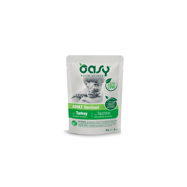 Вологий корм для кішок OASY Adult Sterilized з індичкою 85 г (8054329510308) - зображення 1
