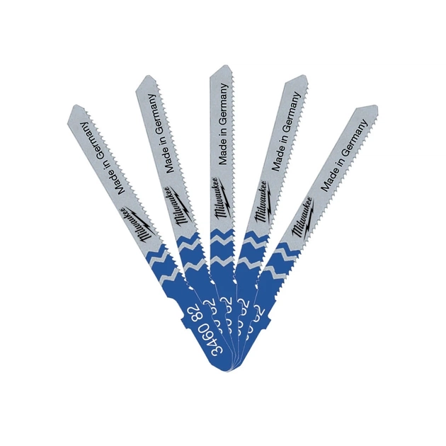 Полотно Milwaukee для лобзика T218A 55мм/крок зуба 1,2мм, 5шт, фігурний різ, універсальні (4932346082) - picture 1