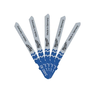 Полотно Milwaukee для лобзика T218A 55мм/крок зуба 1,2мм, 5шт, фігурний різ, універсальні (4932346082) зображення 1