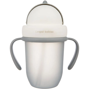 Поїльник-непроливайка Canpol babies Matte Pastels із силіконовою трубочкою 210 мл Сірий (56/522_grey) зображення 1