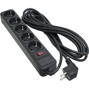 Мережевий фільтр живлення Patron 5.0 m3*1mm2 (SP-1055) 5 розеток BLACK (EXT-PN-SP-1055) зображення 1