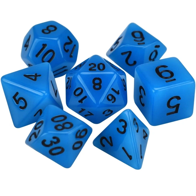 Набір кубиків для настільних ігор Games 7 Days Glow in the dark 7 Dice Set - Light blue (g7dglow02) - зображення 1