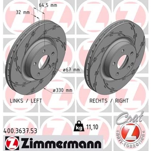 Гальмівний диск ZIMMERMANN 400.3637.53 зображення 1