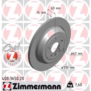 Гальмівний диск ZIMMERMANN 400.3650.20 зображення 1