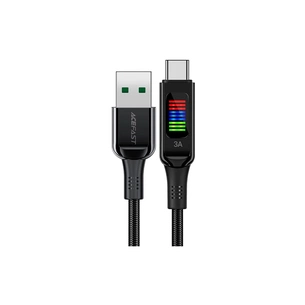 Дата кабель USB 2.0 AM to USB-C 1.2m 3A nylon with LED C7-04 black Acefast (6974316282785) зображення 1