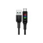 Дата кабель USB 2.0 AM to USB-C 1.2m 3A nylon with LED C7-04 black Acefast (6974316282785) - зменшене зображення 1