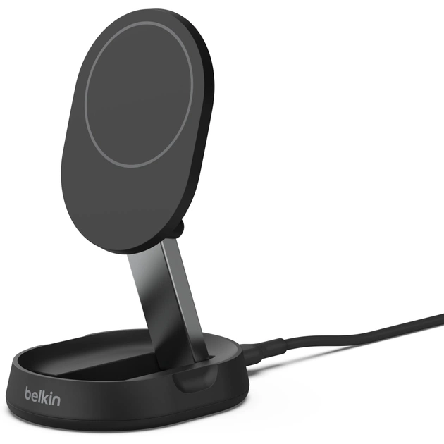 Зарядное устройство Belkin 15W Magnetic Stand Qi2 20W adapter USB-C black (WIA008VFBK) - изображение 1