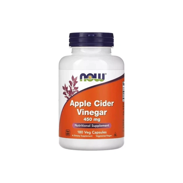 Травы Now Foods Яблочный уксус, 450 мг, Apple Cider Vinegar, 180 вегетарианских кап (NOW-03317) - изображение 1