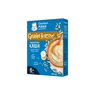 Дитяча каша Gerber Молочна швидкорозчинна пшенично-вівсяна з кіноа та бананами з 6 місяців 240 г (1100419) изображение 1