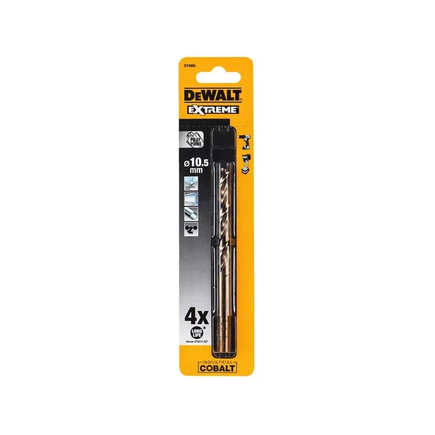 Свердло DeWALT по металу EXTREME INDUSTRIAL COBALT HSS-CO, 10.5 х 133 х 84 мм (DT4965) - зображення 1