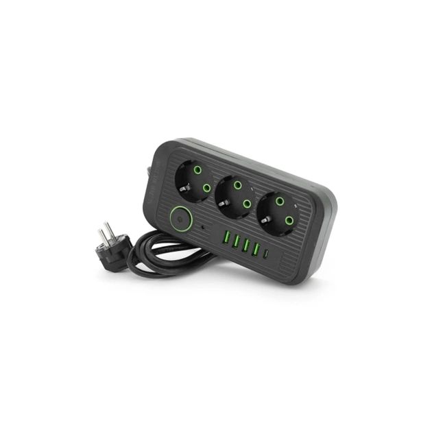Сетевой фильтр питания Voltronic F09U, 3 роз EU, 4USB Black (F09U-Black) - изображение 1