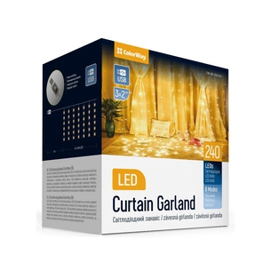 Гірлянда ColorWay Штора завіса 3 x 2 м 240 LED USB теплий колір (CW-GW-240L32U) зображення 1