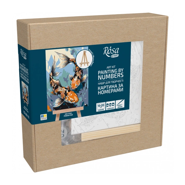 Картина по номерам Rosa Рибки кої, 15х20см, з мольбертом (4823098548669) - picture 1