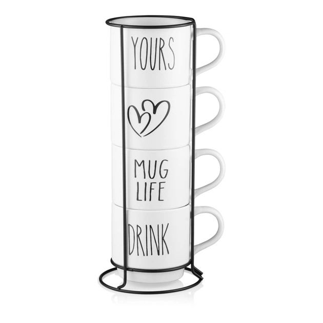 Набір чашок Ardesto 320мл, 4шт, кераміка, метал, білий (AR3095S) - picture 2