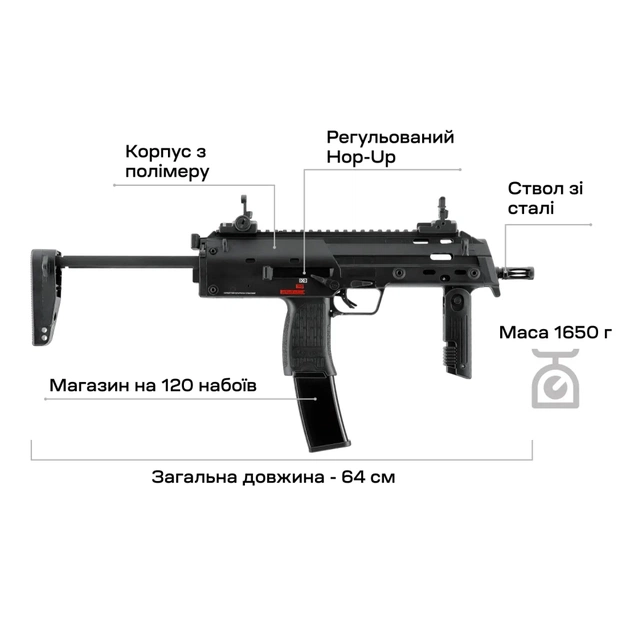 Страйкбольний пістолет Umarex Heckler & Koch MP7 A1 AEG (2.6393X) - picture 6
