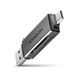 Считыватель флеш-карт AXAGON USB-C + USB-A to SD/microSD 5Gbps gray (CRE-DAC) изображение 1