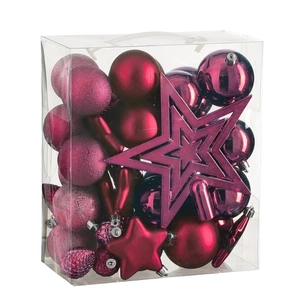 Ялинкова іграшка House Of Seasons Кульки і прикраси Пластик 40 шт D8 см D7 см D6 см Фуксія (8720967923649) picture 1