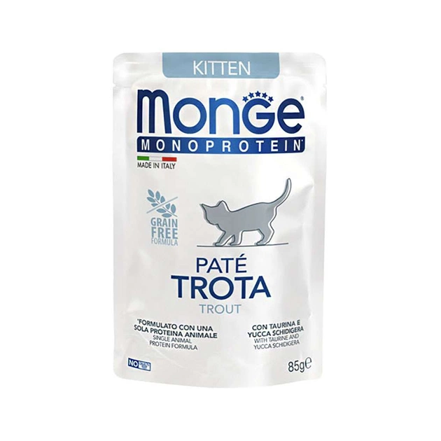 Паштет для кошек Monge Cat Monoprotein Kitten форель 85 г (8009470013727) - изображение 1