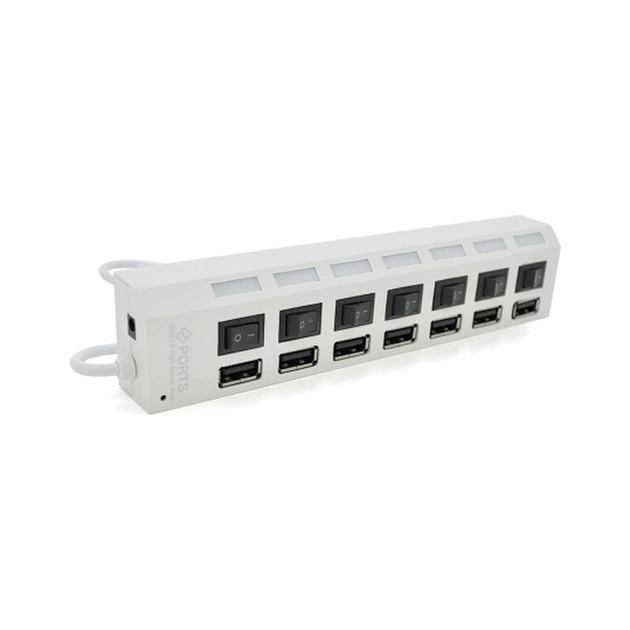 Концентратор Voltronic USB 2.0 to 7xUSB with switches white (YT-H7SHS-W) - зображення 1
