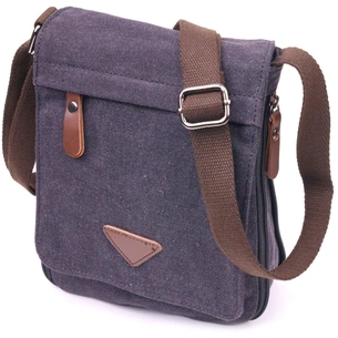 Сумка Vintage Вертикальна чоловіча текстильна Чорна (21265) зображення 1