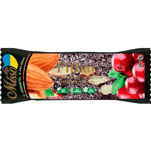 Батончик Misso Fitbar Журавлина и Мигдаль 30 г (4820232570449) - изображение 1