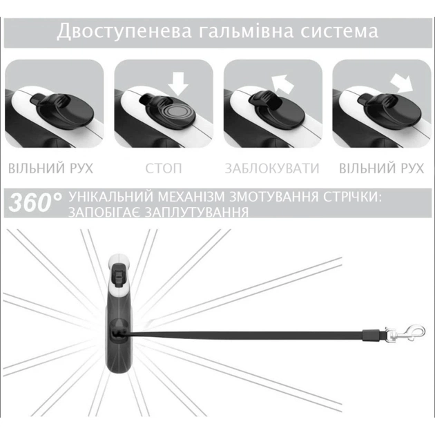 Повідець для собак WAUDOG R-leash Colors of freedom світловідбиваюча стрічка S 5 м (381-4020) - зображення 6