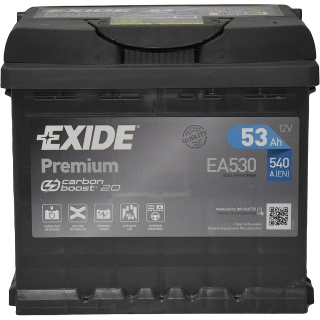 Аккумулятор автомобильный EXIDE PREMIUM 53A (EA530) - изображение 1