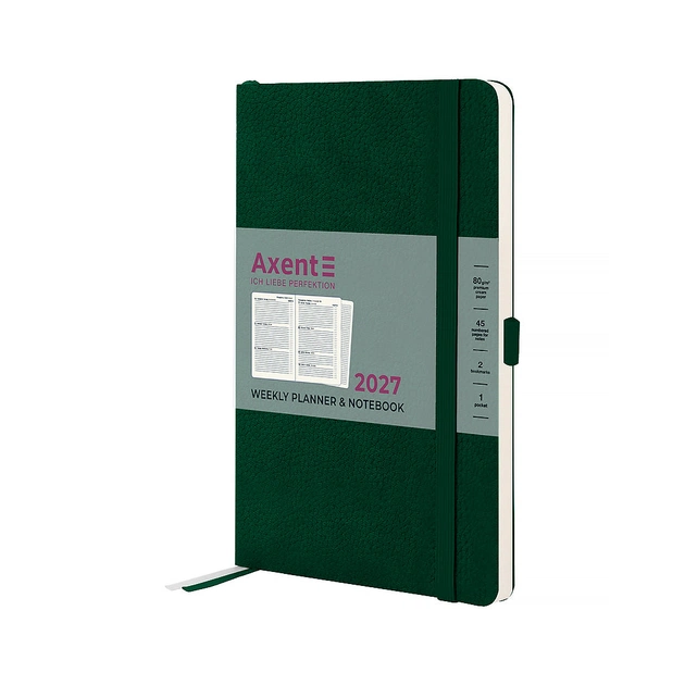 Еженедельник Axent 2027 Partner Soft Skin, 125х195, temno-zelenyy (8509-27-23-A) - изображение 1