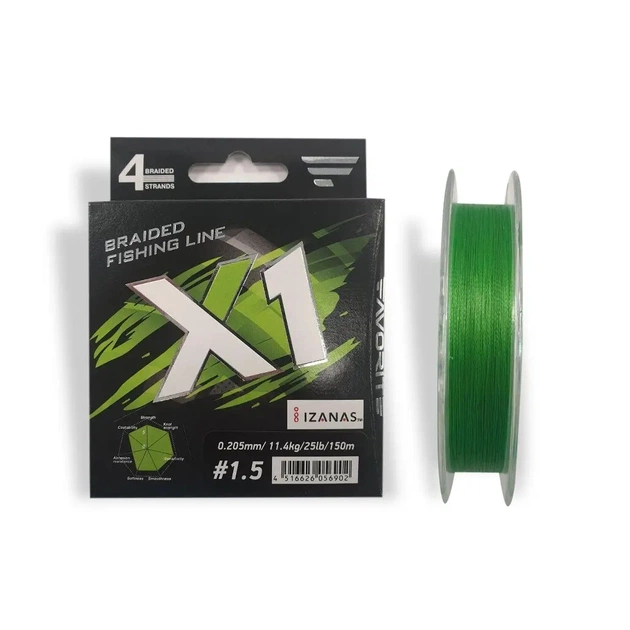 Шнур Favorite X1 PE 4x 150m 1.5/0.205mm 25lb/11.4kg Light Green (1693.11.32) - изображение 1